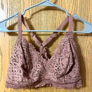Auden 1X Mauve Blush Pink Lace Plus Bralette DDD High Support Adjustable Straps